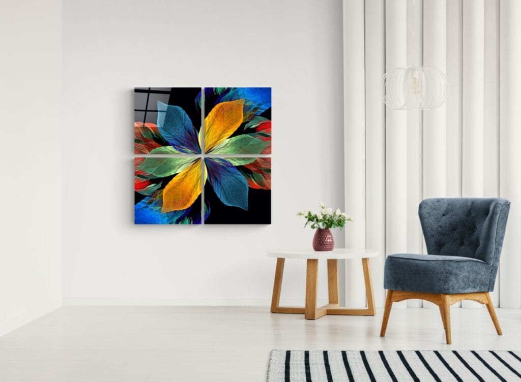 Kleurrijke Bloem Glasschilderij