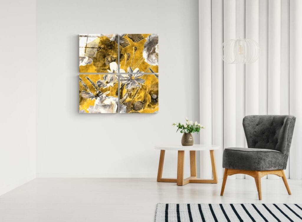 Bloem Wit Geel Glasschilderij
