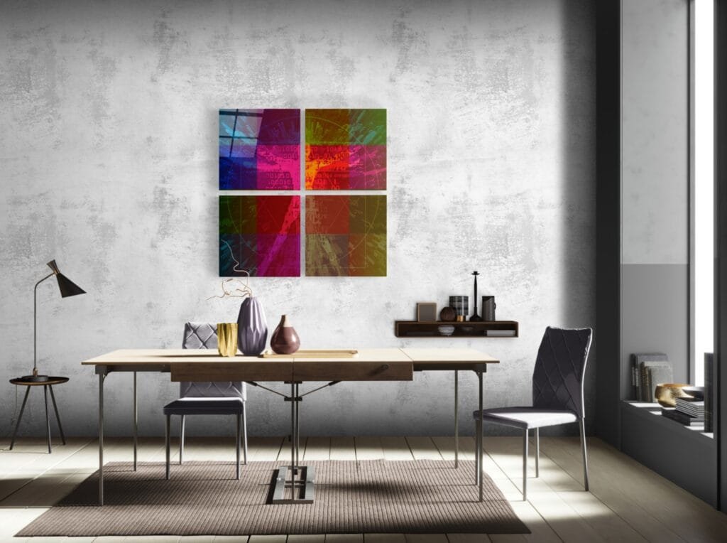 Abstract Kleuren Glasschilderij