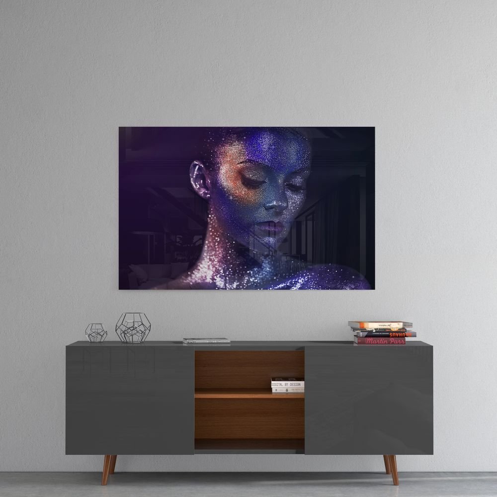 Vrouw Portret Zilver Glasschilderij