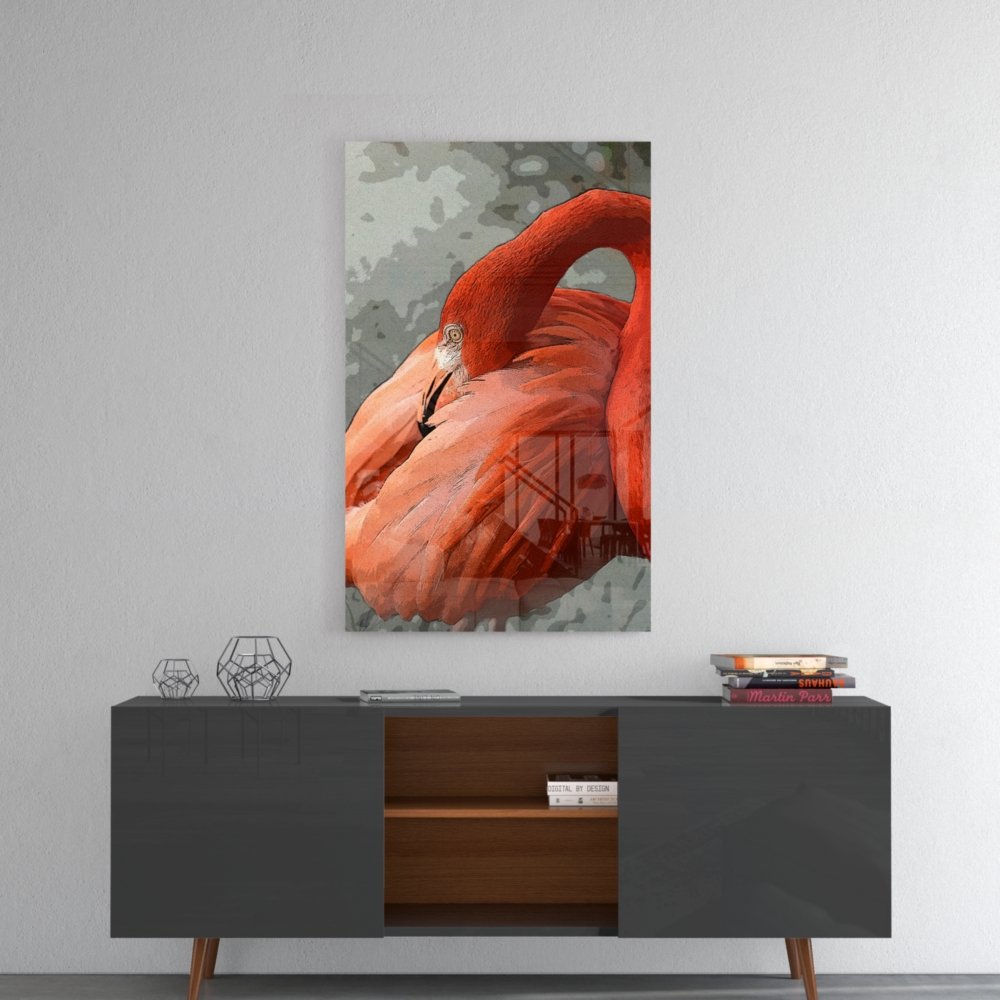 Flamingo Glasschilderij