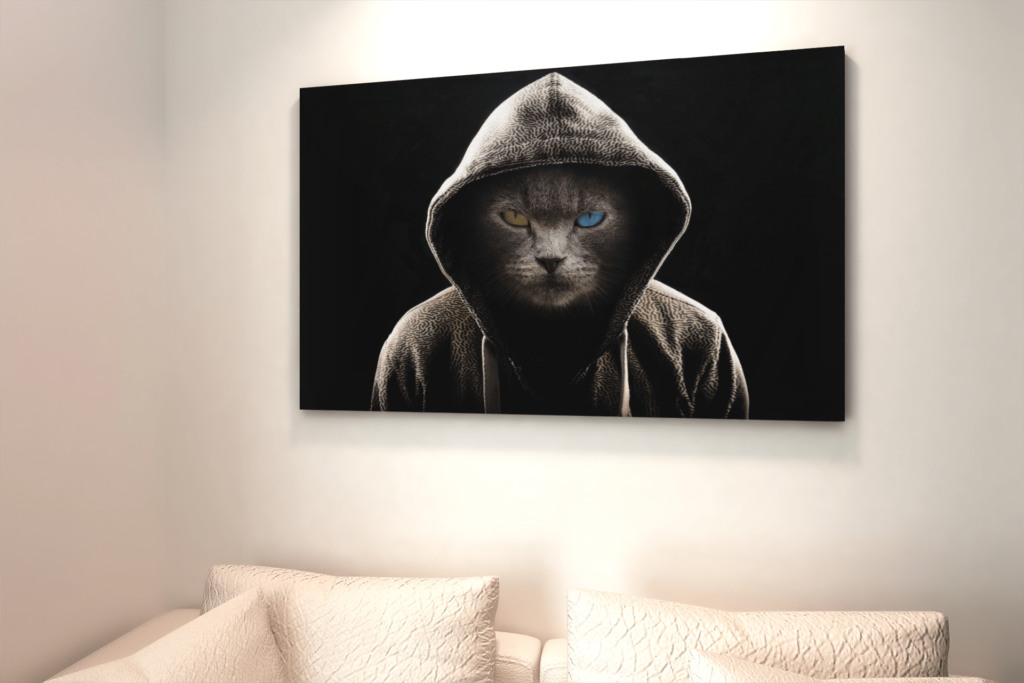 ALIVA 1004 coole kat met capuchon canvas schilderij d