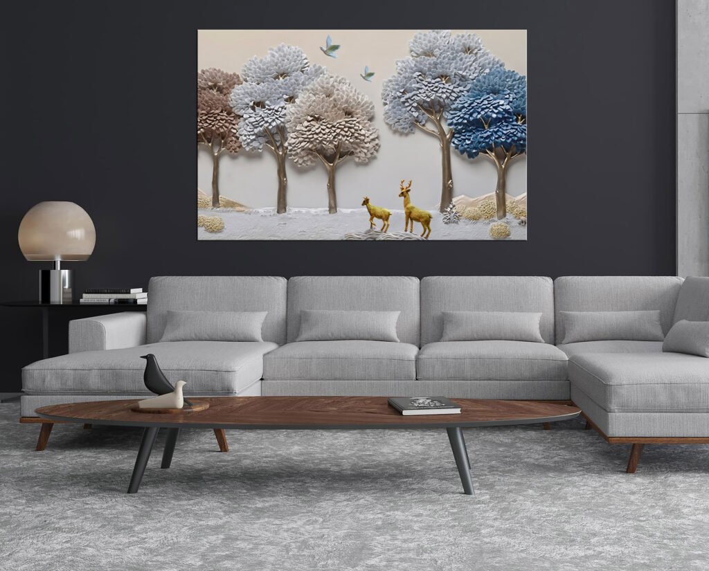 Herten Goud Canvas Schilderij
