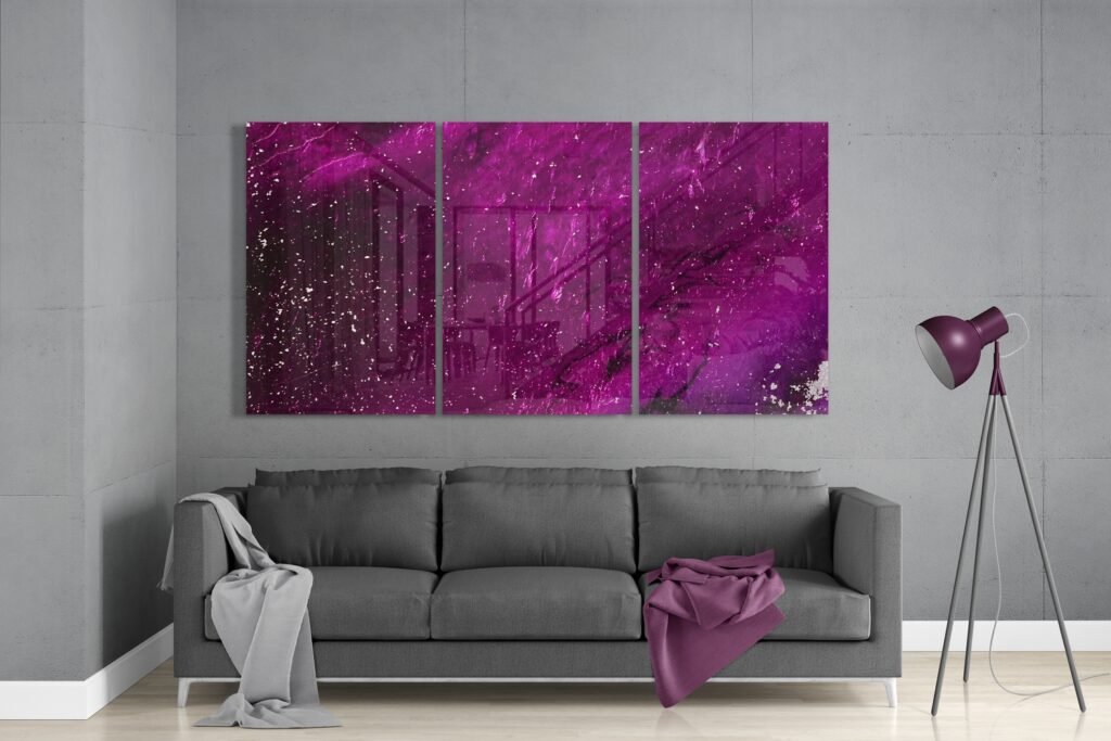 Abstract Fuchsia Glasschilderij