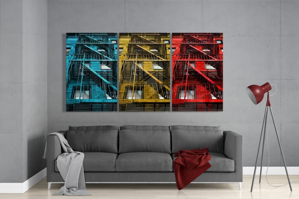 Kleurrijke Gebouwen Glasschilderij