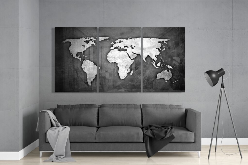 Wereldkaart Glasschilderij