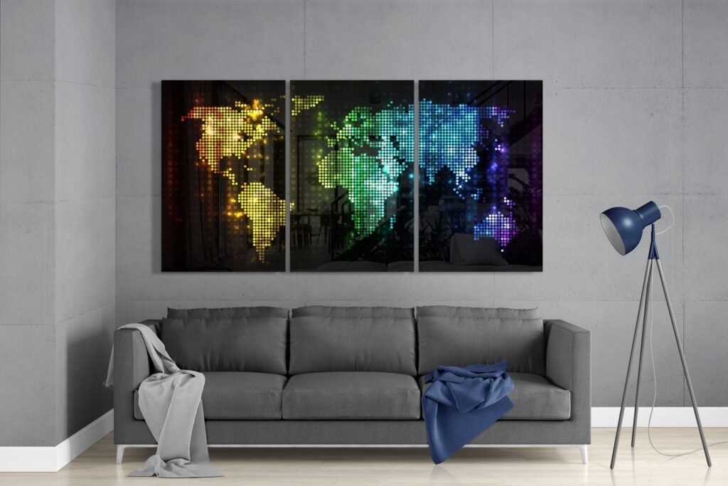 Wereldkaart Glasschilderij