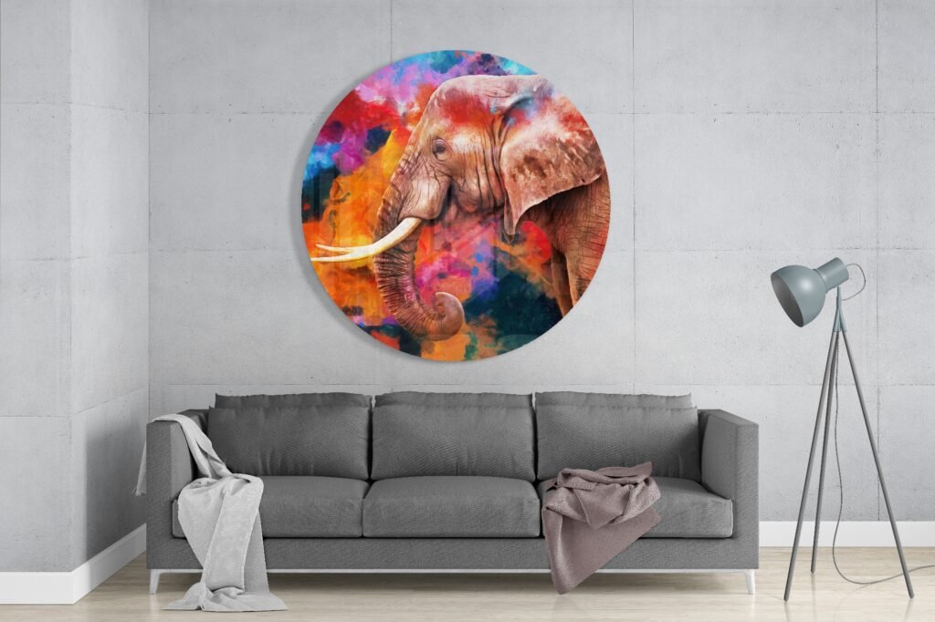 Olifant Glasschilderij