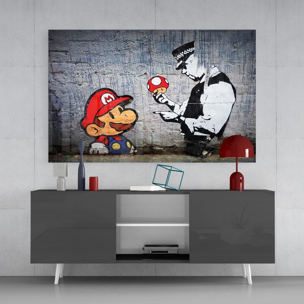Glasschilderij Graffiti Super Mario
