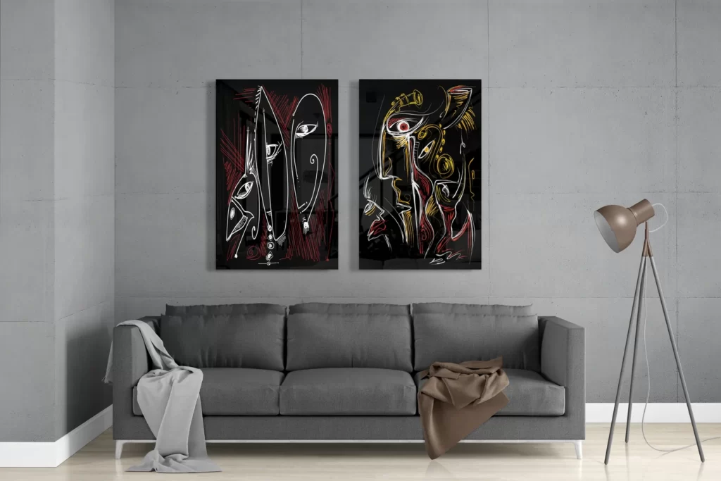 De stijl van Picasso Glasschilderij