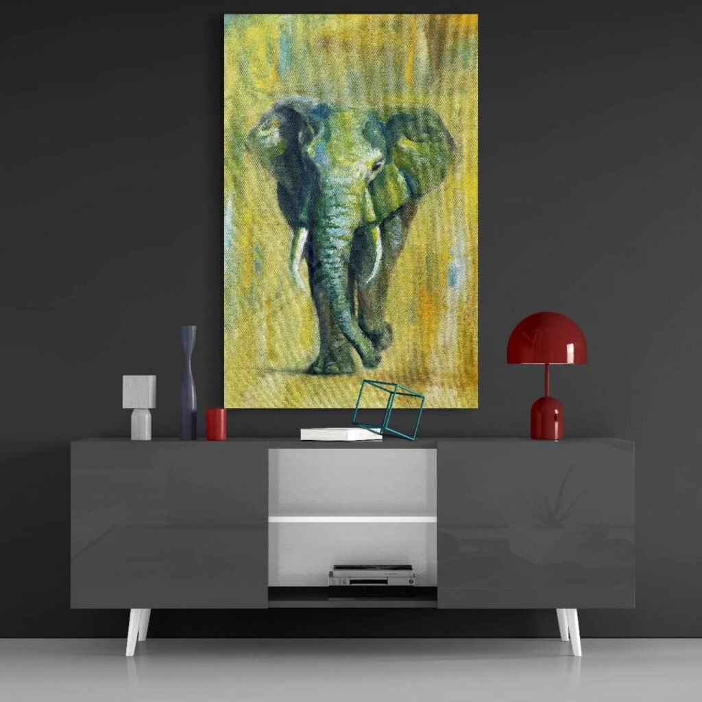 Olifant Glasschilderij