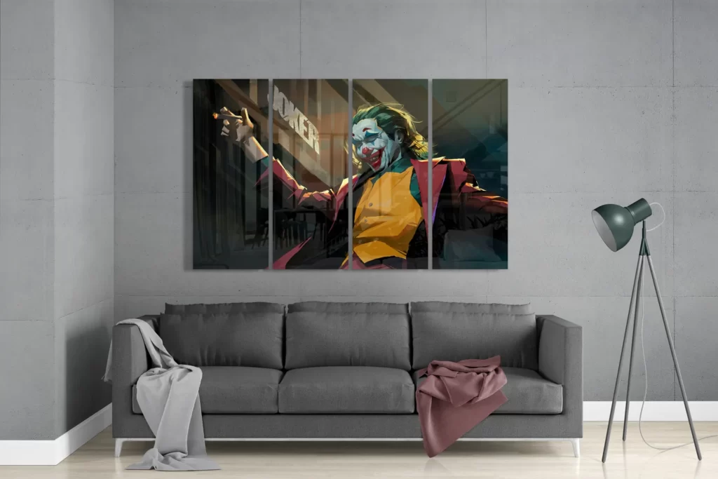 The Joker 4-delig Glasschilderij