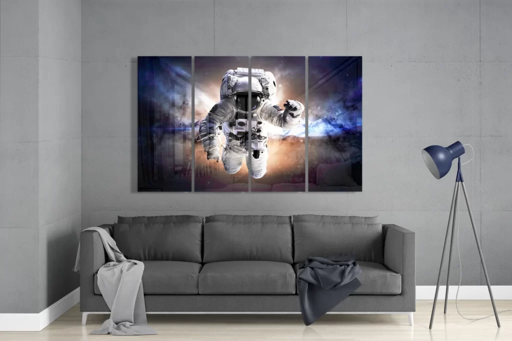 Astronaut 4-Delig Glasschilderij