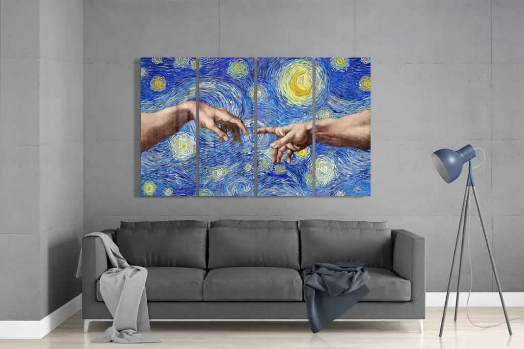 Michelangelo 4-Delig Glasschilderij