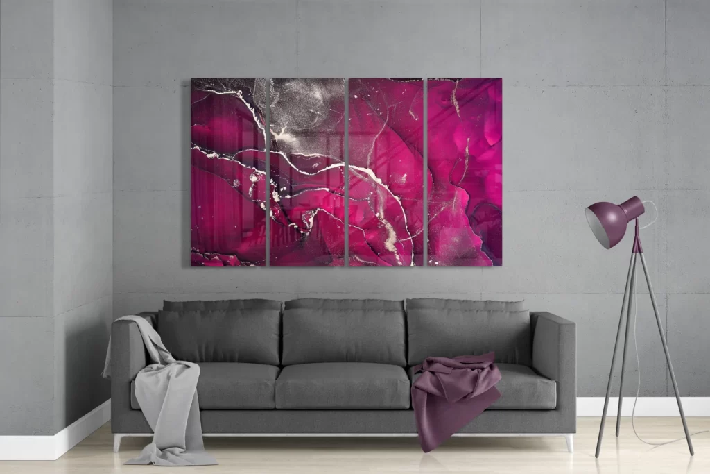 Fuchsia 4-Delig Glasschilderij
