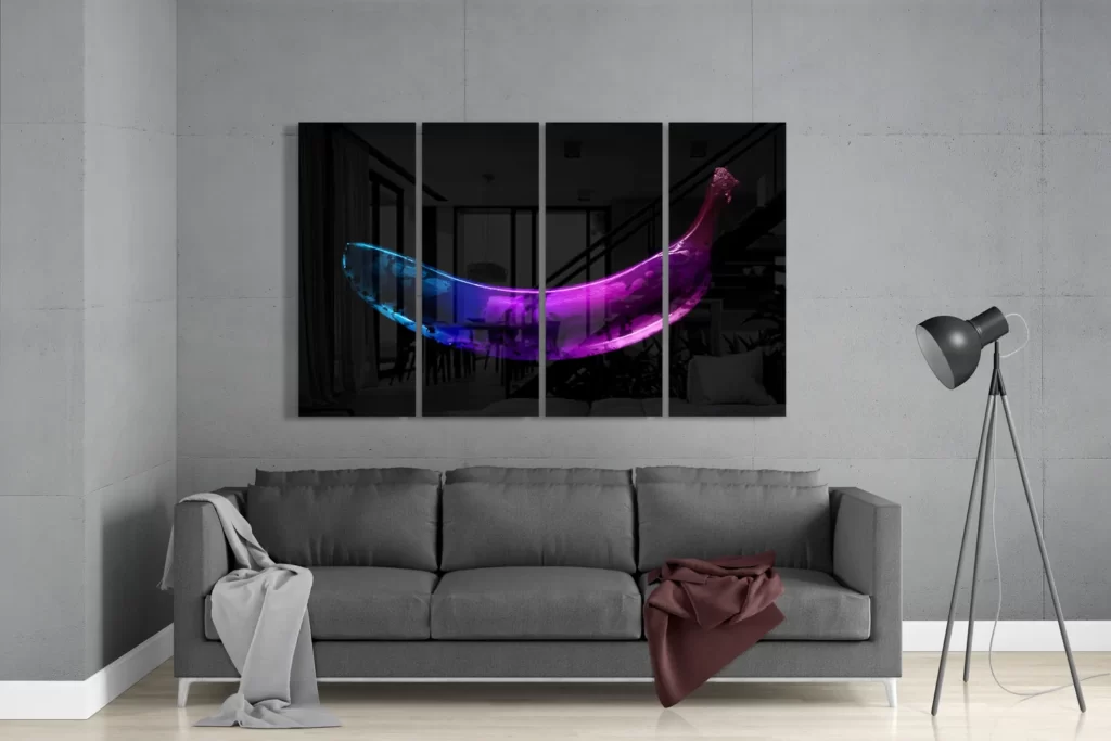 Gekleurde Banaan Glasschilderij