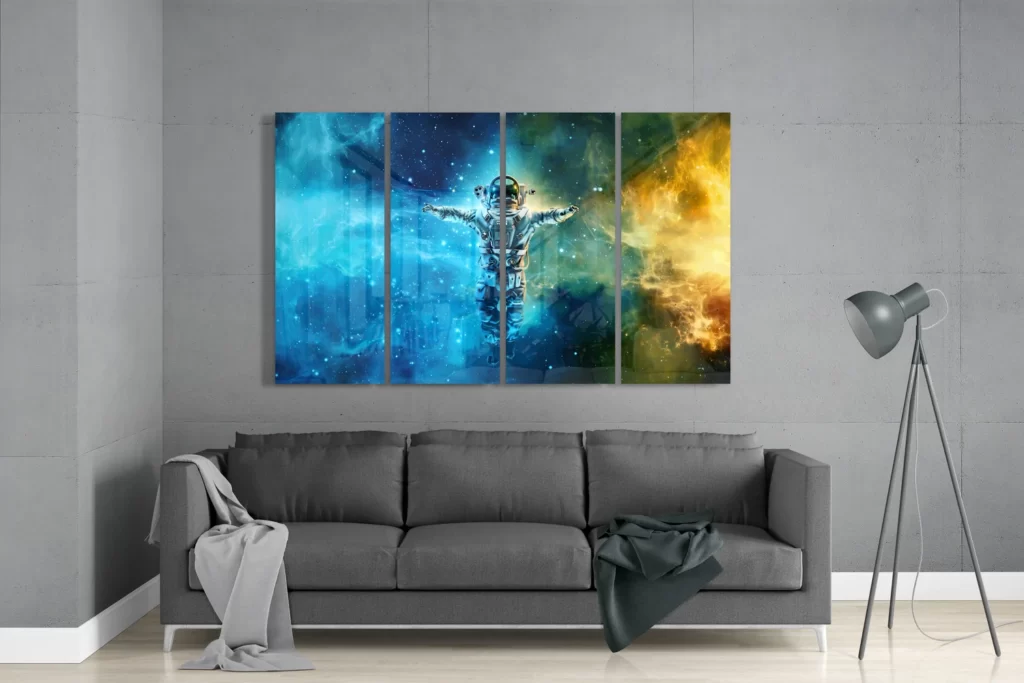 Astronaut 4-delig Glasschilderij