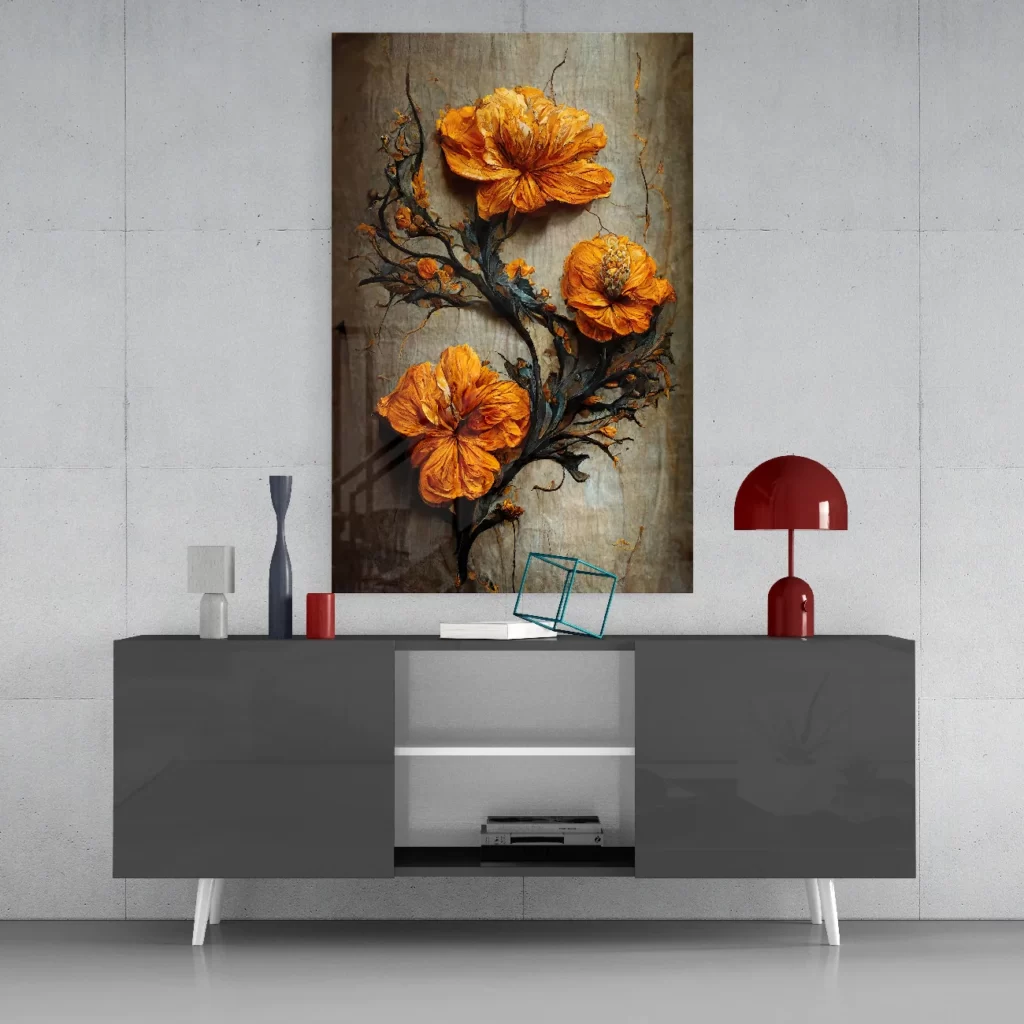 Tijdloze bloemen Glasschilderij
