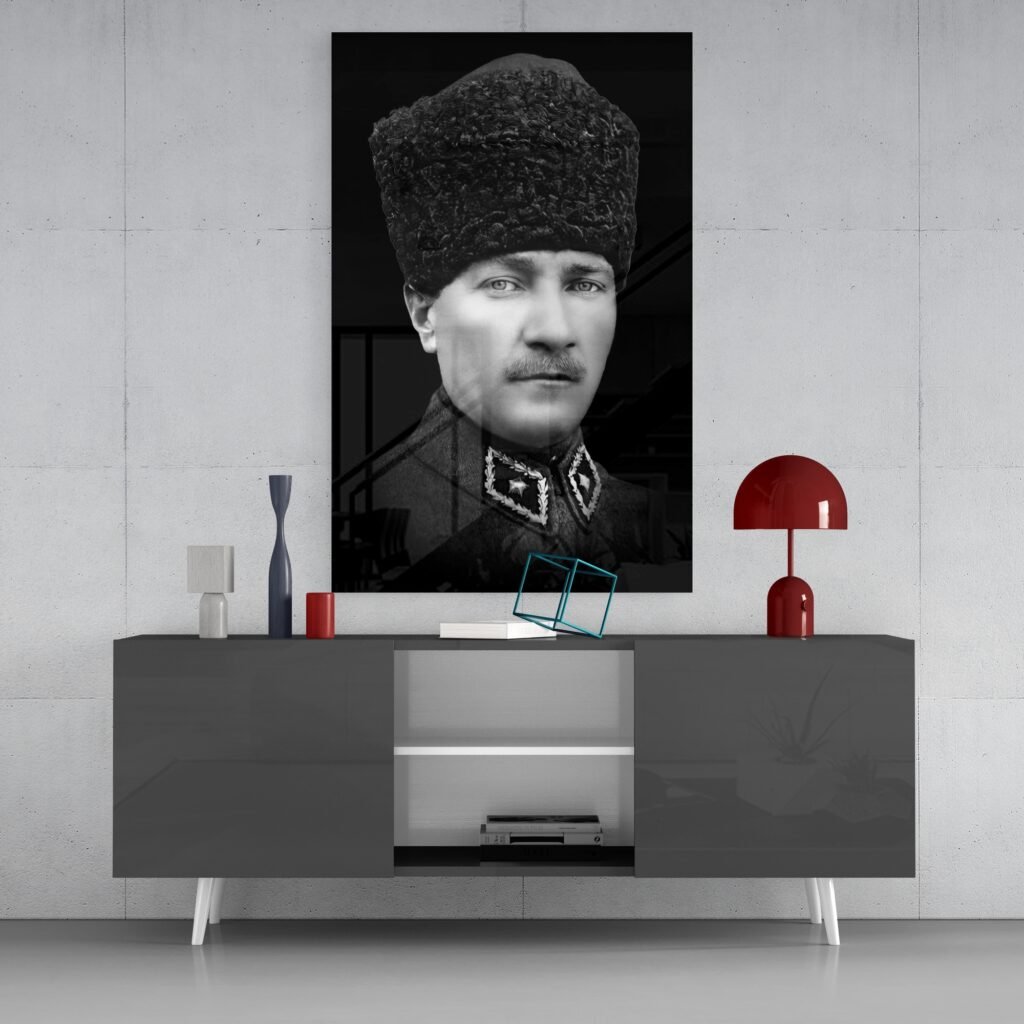 Atatürk rechthoek Glasschilderij