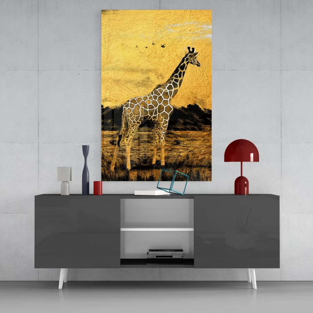 Giraffe Dieren Glasschilderij-