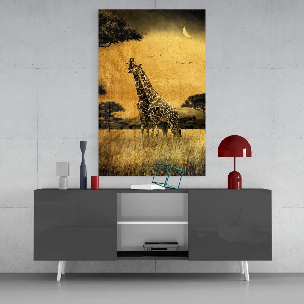 Giraffen Dieren Glasschilderij