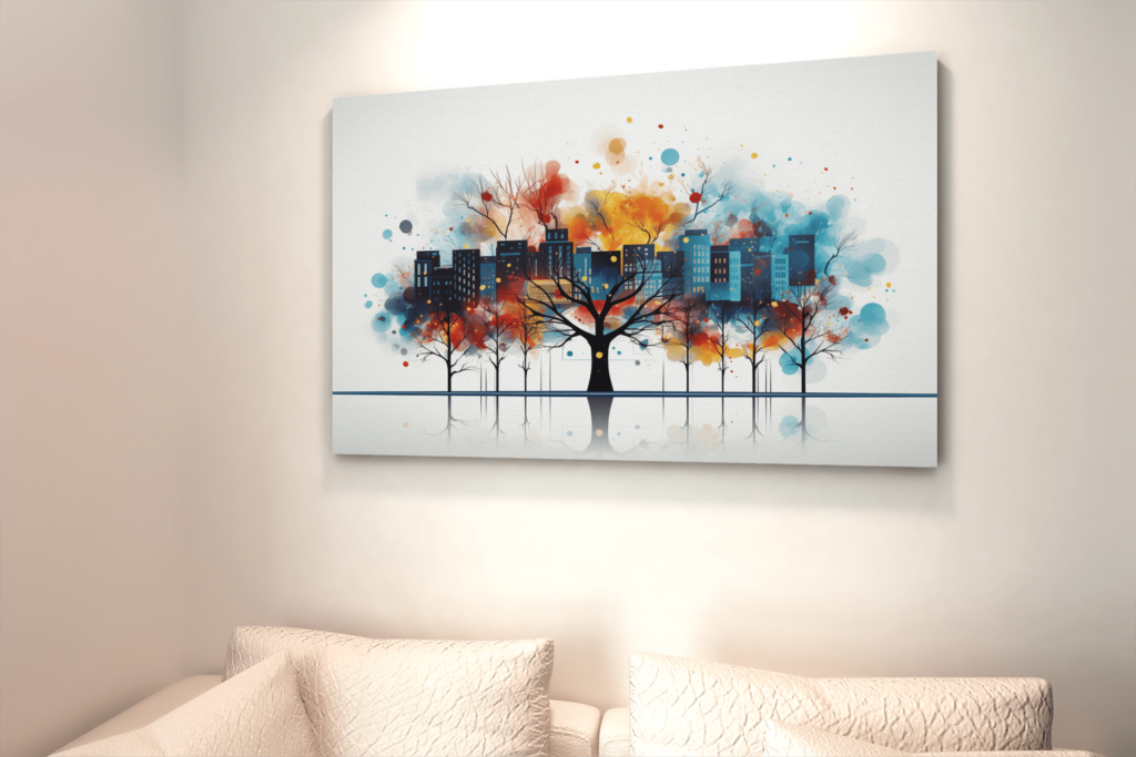 ALIVA 1002 canvas schilderij abstract boom stad d