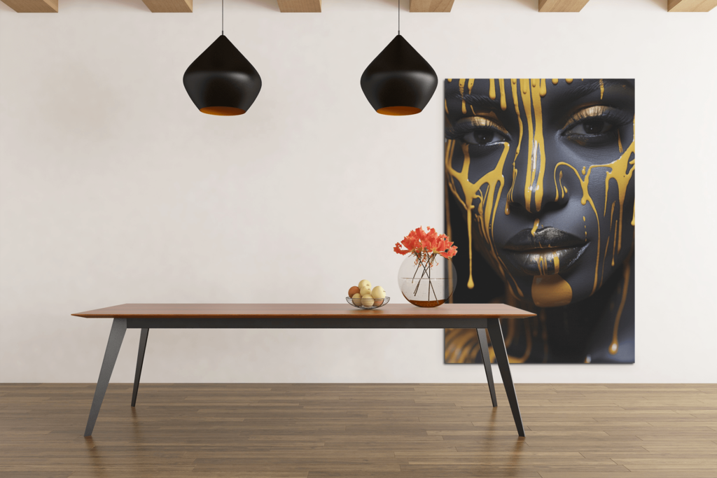 ALIVA 1029 vrouw met gele verf canvas schilderij e