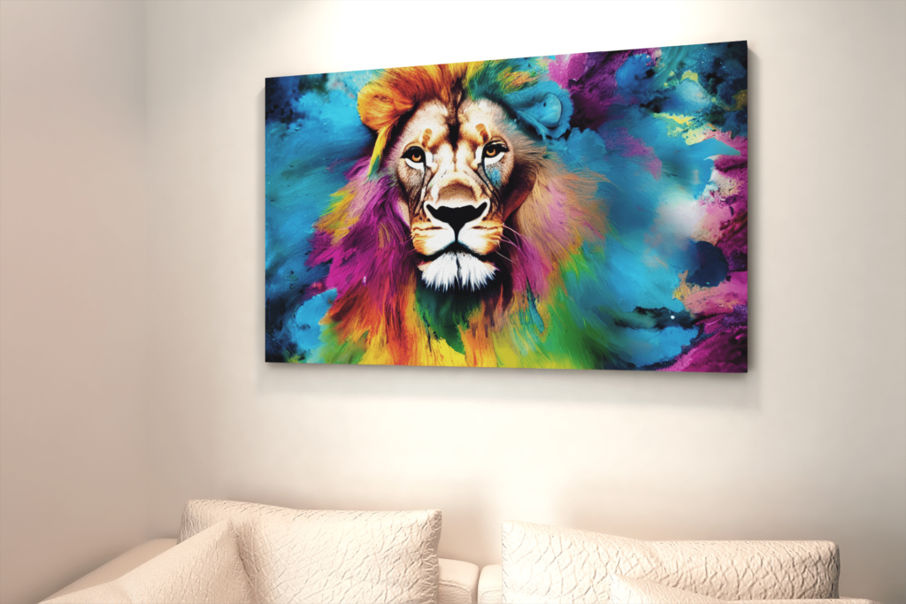 ALIVA 1093 kleurrijke leeuw portret canvas schilderij d