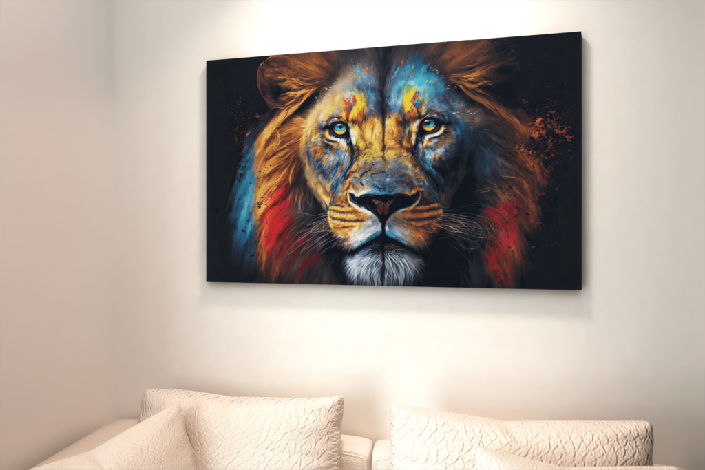 ALIVA 1096 gezicht van leeuw kleurrijk canvas schilderij c
