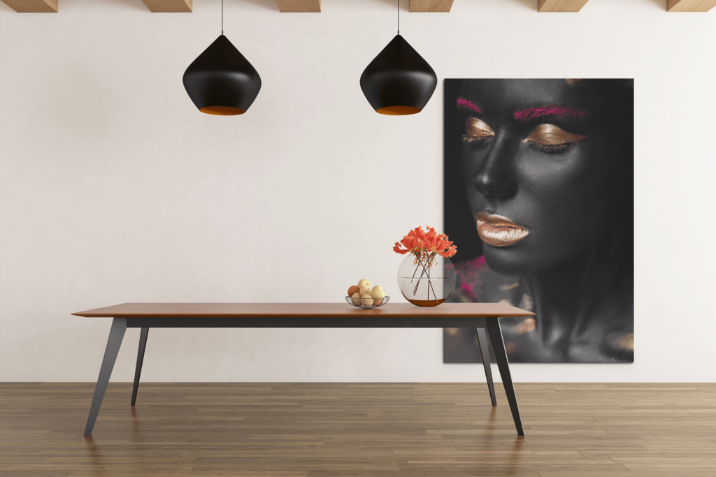 ALIVA 1097 vrouw make up goud zwart canvas schilderij d