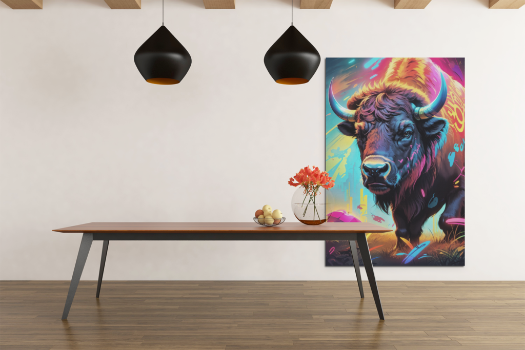 ALIVA 1103 bizon kleurrijk canvas schilderij dieren e