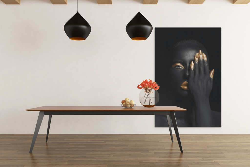 Canvas Schilderij Vrouw zwart goud.