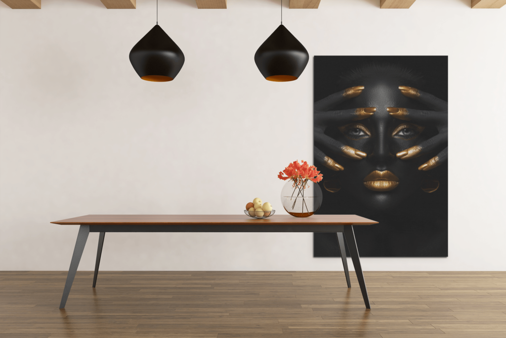 Canvas schilderij Vrouw zwart goud