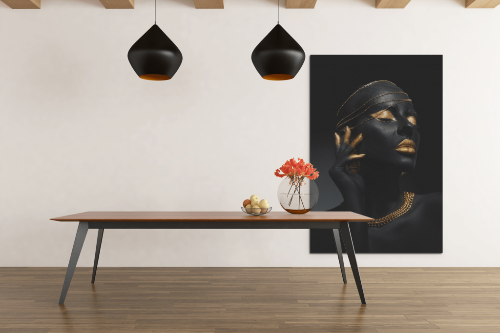 ALIVA 1114 canvas schilderij sieraden vrouw zwart goud e