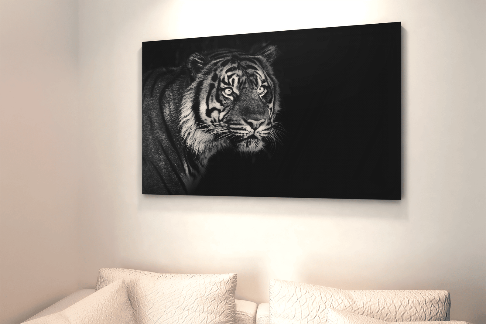 ALIVA 1123 canvas schilderij wild dieren tijger zwart grijs c