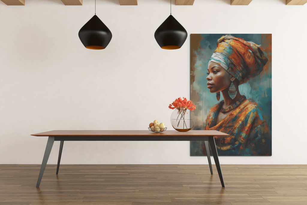 ALIVA 1125 afrikaanse vrouw portret canvas schilderij c