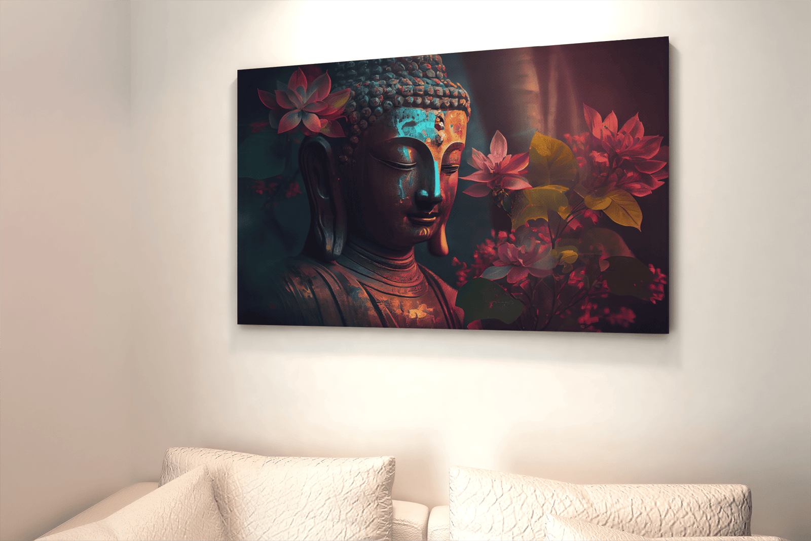 ALIVA 1133 canvas schilderij boeddha met bloemen c
