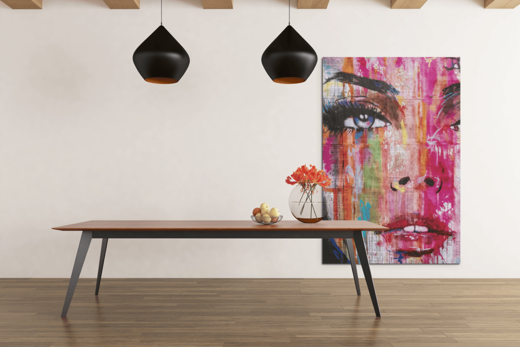 ALIVA 1140 canvas schilderij vrouw gezicht rood c