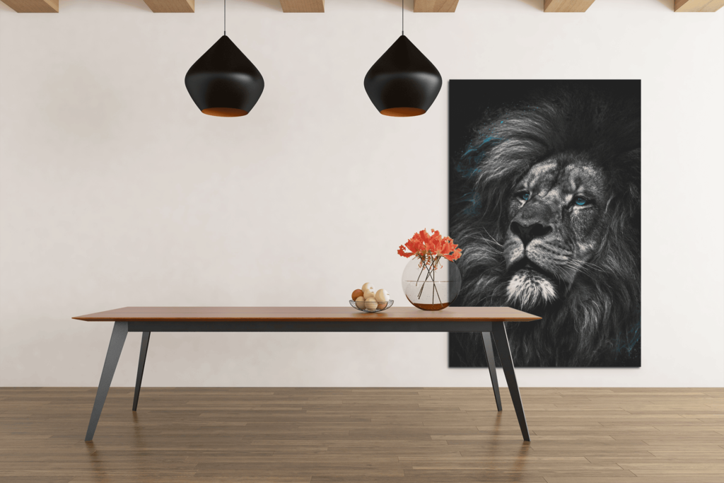 ALIVA 1155 wilde dieren leeuw grijs canvas schilderij e