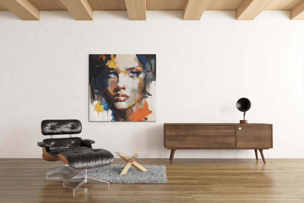 OEFE 1013 a vrouw gezicht abstract canvas schilderij wanddecoratie c