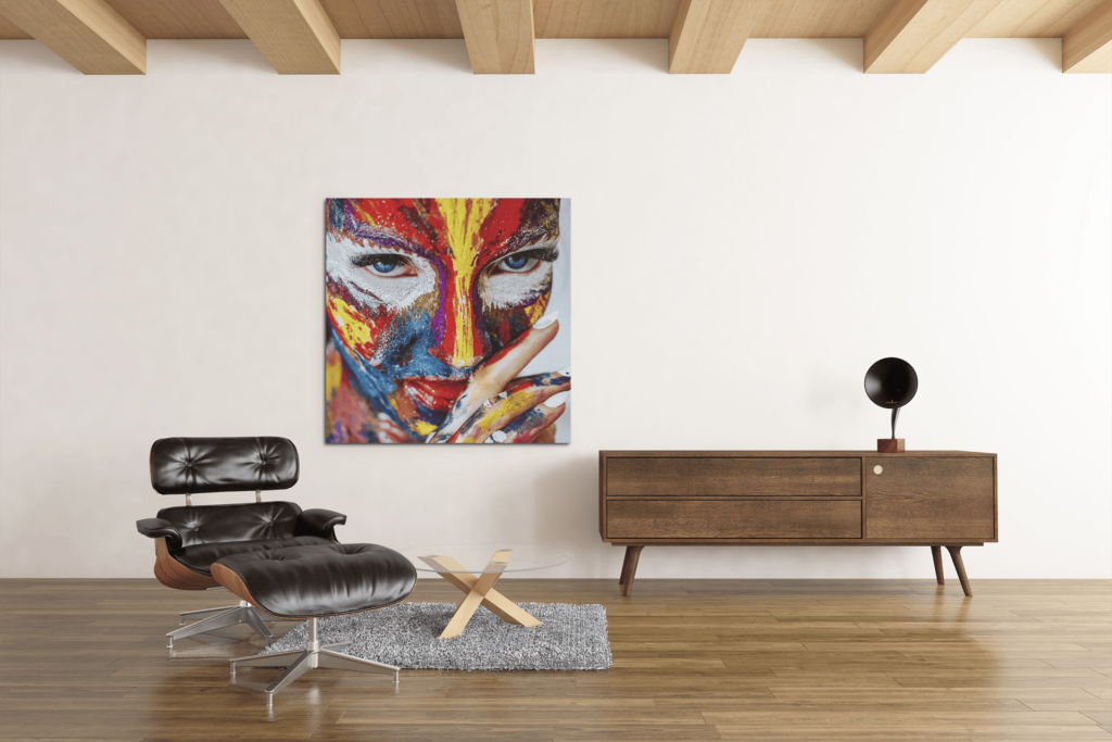 OEFE 1015 gekleurde vruow gezicht canvas schilderij vierkant c