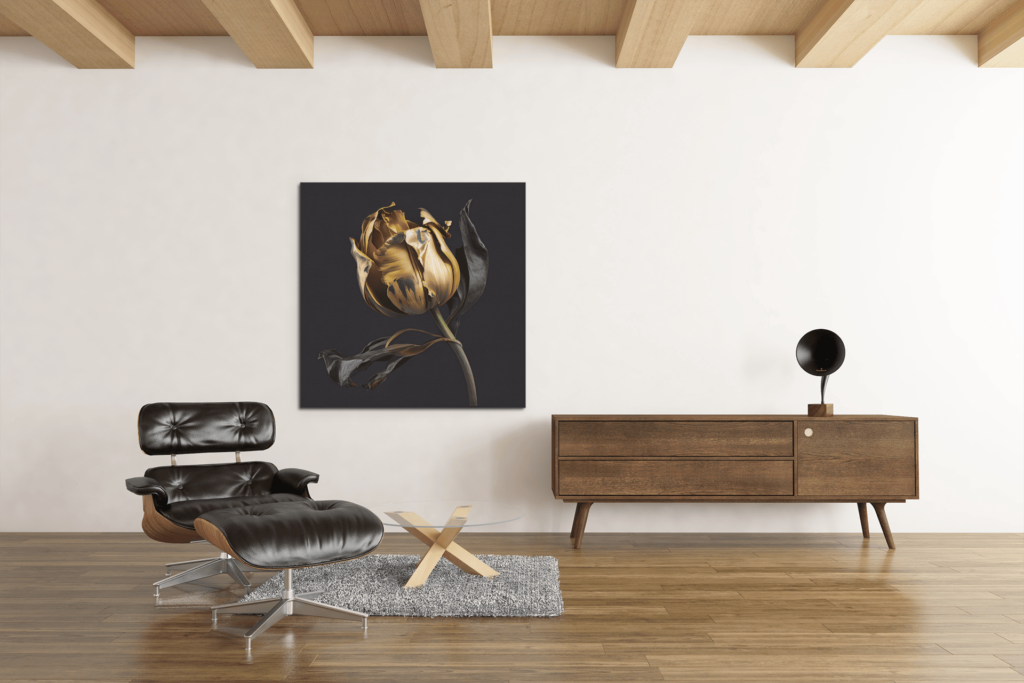 OEFE 1022 canvas schilderij bloemen tulp goud c