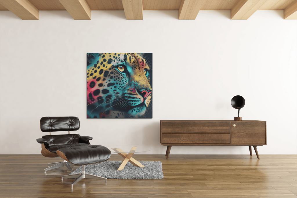 OEFE 1023 kleurrijke luipaard wild dieren canvas schilderij d