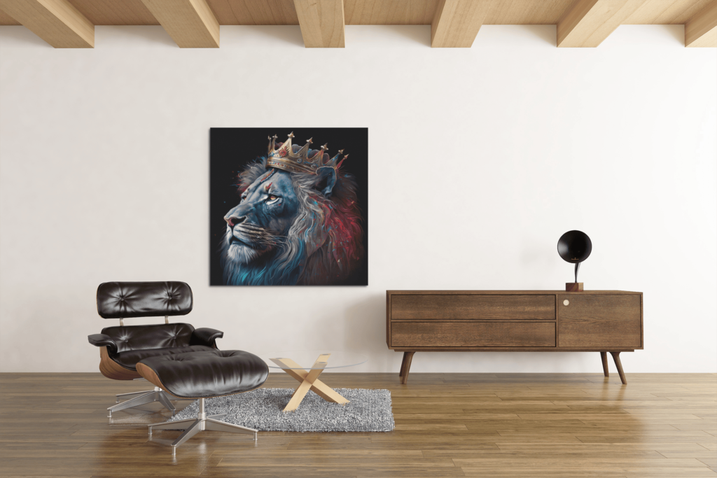 OEFE 1027 Leeuwenkoning vierkant canvas schilderij a d