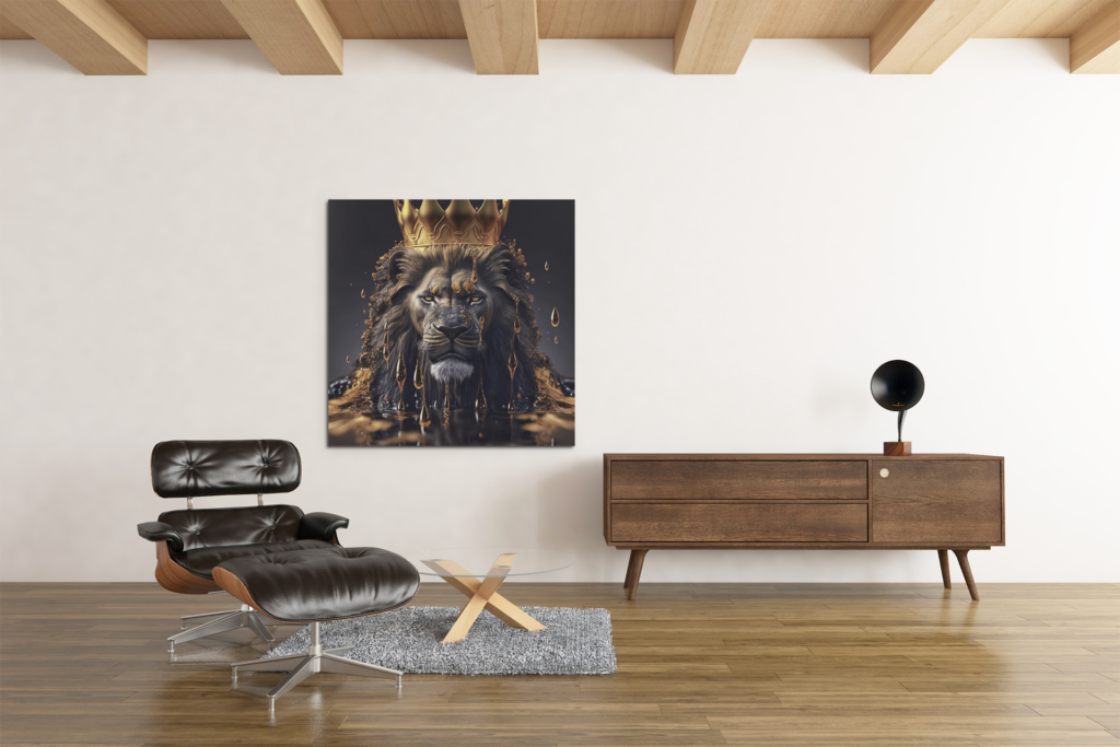OEFE 1028 leeuw koninklijk dieren wild canvas vierkant schilderij d