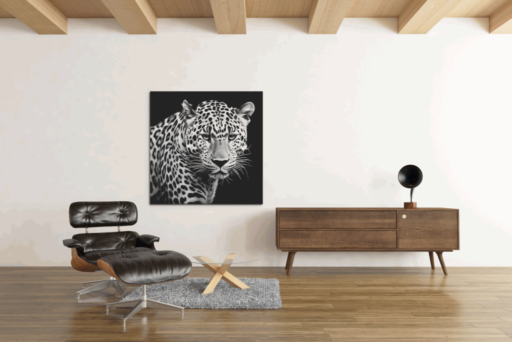 OEFE 1033 luipaard portret grijs canvas dieren schilderijen d