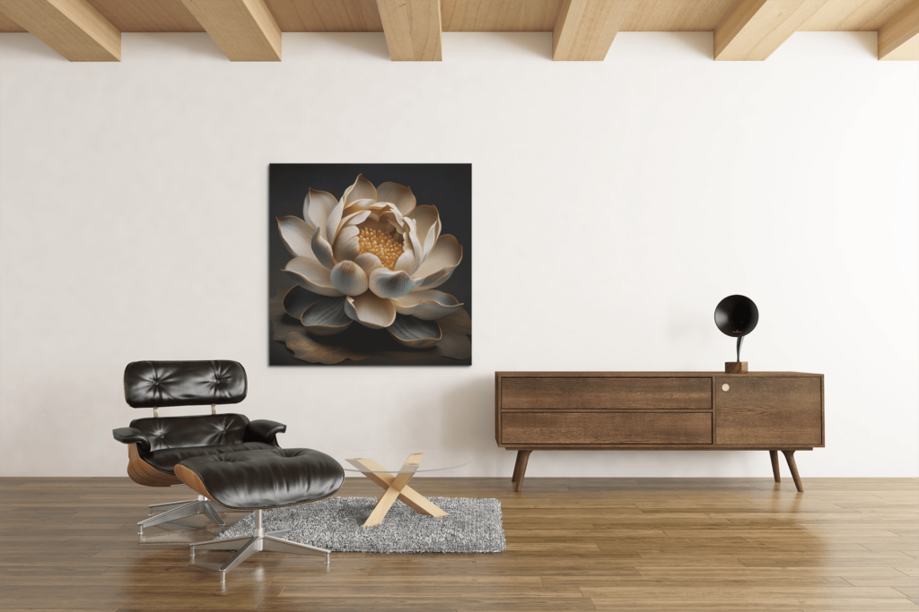 OEFE 1038 botanische lotus bloem canvas schilderij d