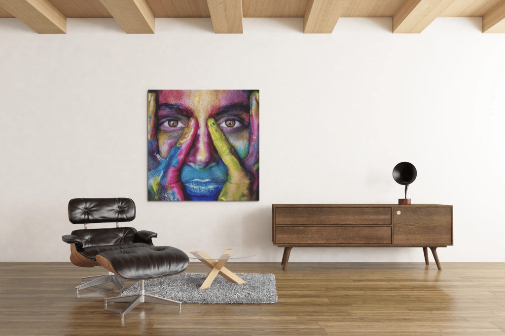 OEFE 1045 gekleurde vrouw gezicht canvas schilderij c