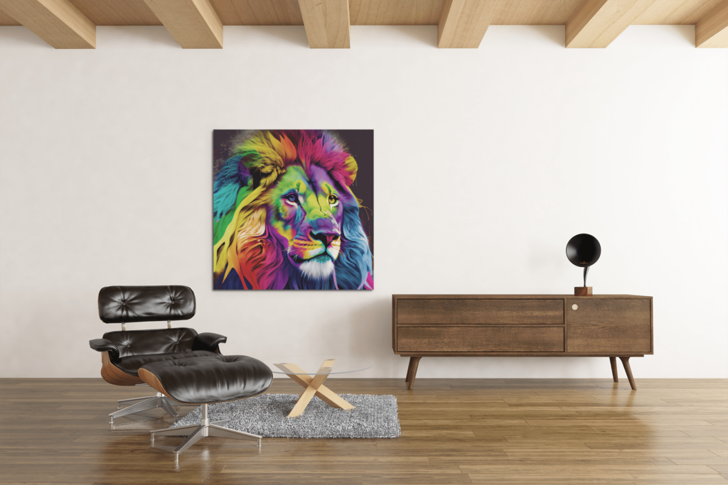 OEFE 1048 kleurrijke leeuw portret dieren canvas schilderij d
