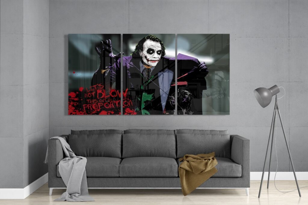 the joker glasschilderij 3 delig mega schilderij MGLS 3088
